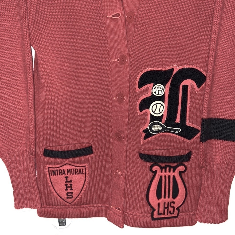 Vtg Letterman’s Wool HS Varsity Cardigan Tennis 🎾 Men’s size M Intra Mural LHS  - Picture 2 of 7